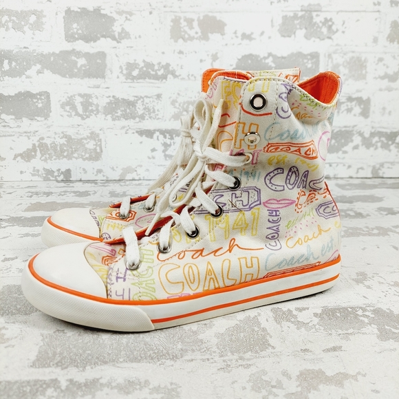 Coach Shoes - Coach Bonney Hi Top Lace Up Multi-Coloured Classic Sneakers M46